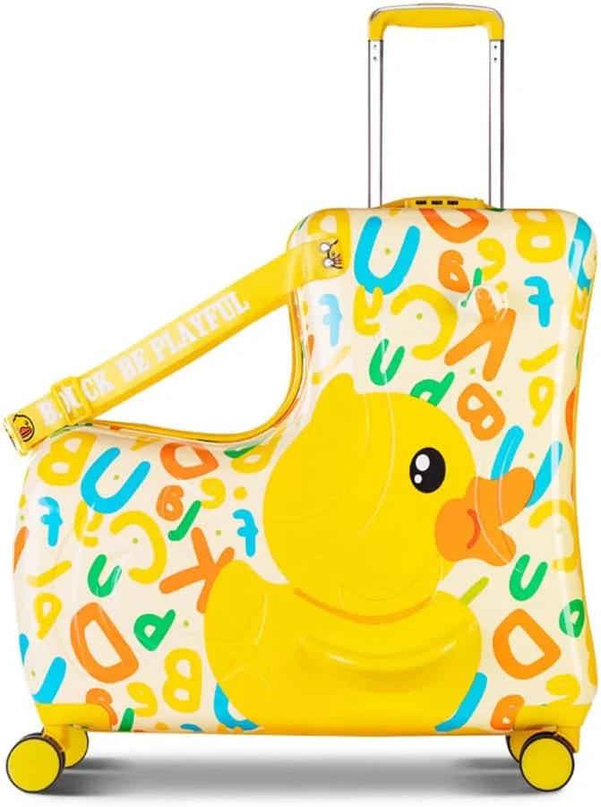 eing Children's Ride-On Travel Suitcase,Travel Rolling Kid's Luggage with Wheels Carry Trolley Luggage with Password Lock,Cute Funny Children's Ride On Trolley Luggage,20 Inch, Yellow Letter, 24 Inch