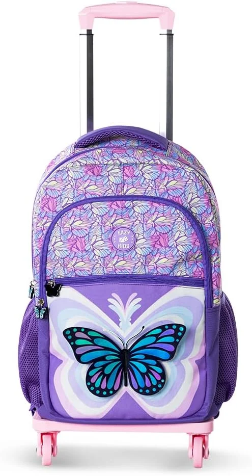 مجموعه 4 تکه کوله پشتی 18 اینچی ایزی کیدز با ترولی 4 چرخ، کیف غذا و جامدادی - پروانه سه بعدی بنفش مجموعه 4 تکه کوله پشتی 18 اینچی ایزی کیدز با ترولی 4 چرخ، کیف غذا و جامدادی - پروانه سه بعدی بنفش