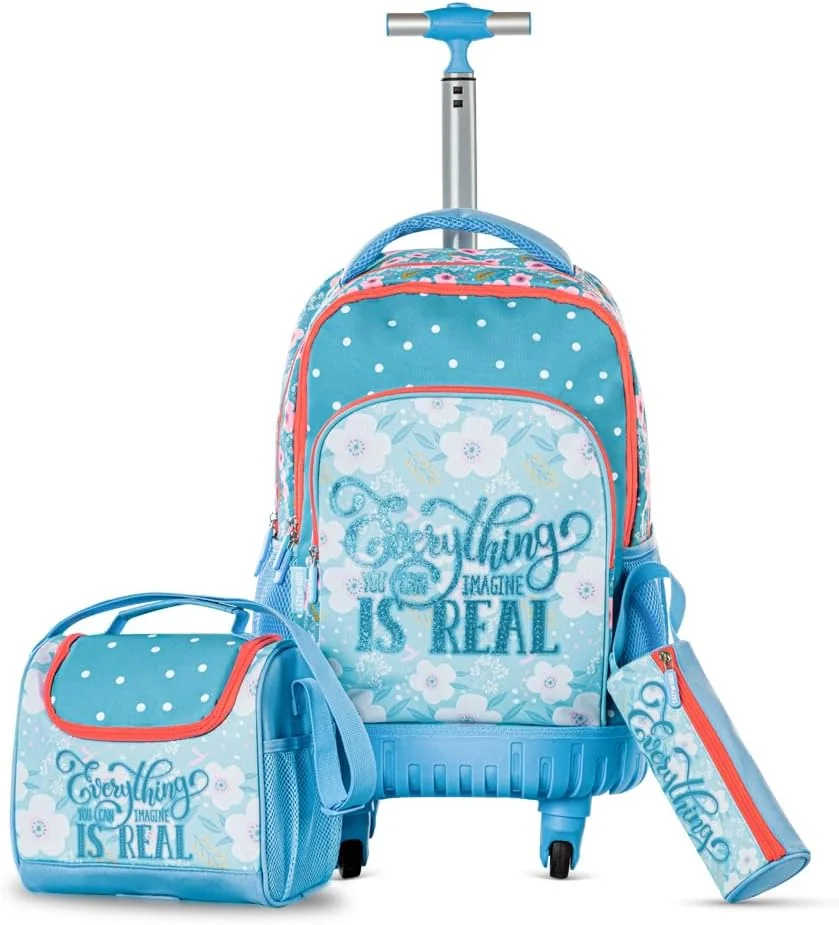 ست مدرسه ترولی 4 چرخ ایزی کیدز 18 اینچی به همراه کیف غذا و جامدادی - نسخه فلورا ست مدرسه ترولی 4 چرخ ایزی کیدز 18 اینچی به همراه کیف غذا و جامدادی - نسخه فلورا