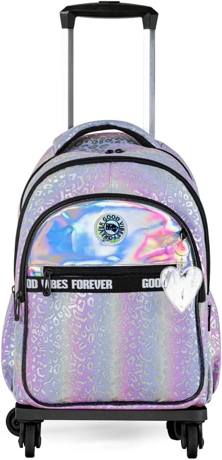 مجموعه کیف مدرسه ای 4 تکه ایزی کیدز 17 اینچی با ترولی 4 چرخ، کیف غذا و جامدادی - Good Vibes - نقره ای مجموعه کیف مدرسه ای 4 تکه ایزی کیدز 17 اینچی با ترولی 4 چرخ، کیف غذا و جامدادی - Good Vibes - نقره ای