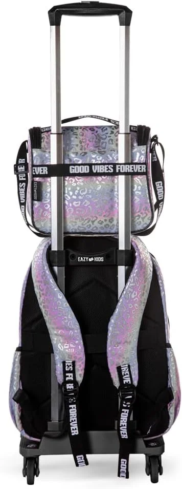مجموعه کیف مدرسه ای 4 تکه ایزی کیدز 17 اینچی با ترولی 4 چرخ، کیف غذا و جامدادی - Good Vibes - نقره ای مجموعه کیف مدرسه ای 4 تکه ایزی کیدز 17 اینچی با ترولی 4 چرخ، کیف غذا و جامدادی - Good Vibes - نقره ای