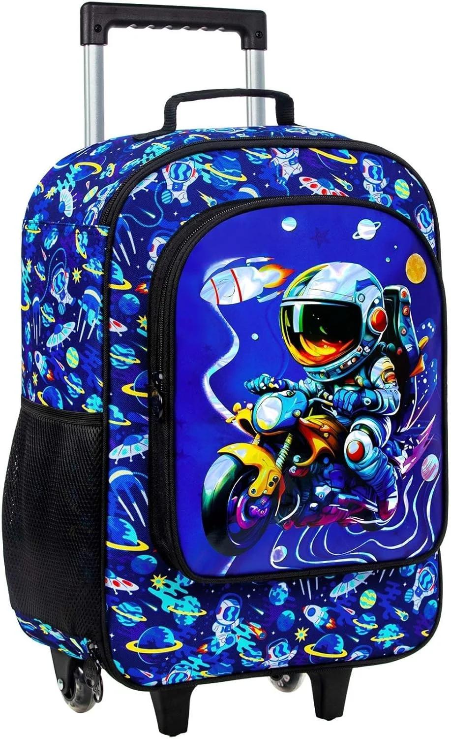 HPJGD Kids Luggage for Boys, Water Resistant Rolling Suitcase, Cool Astronauts Travel Carry on for Elementary Preschool Toddler