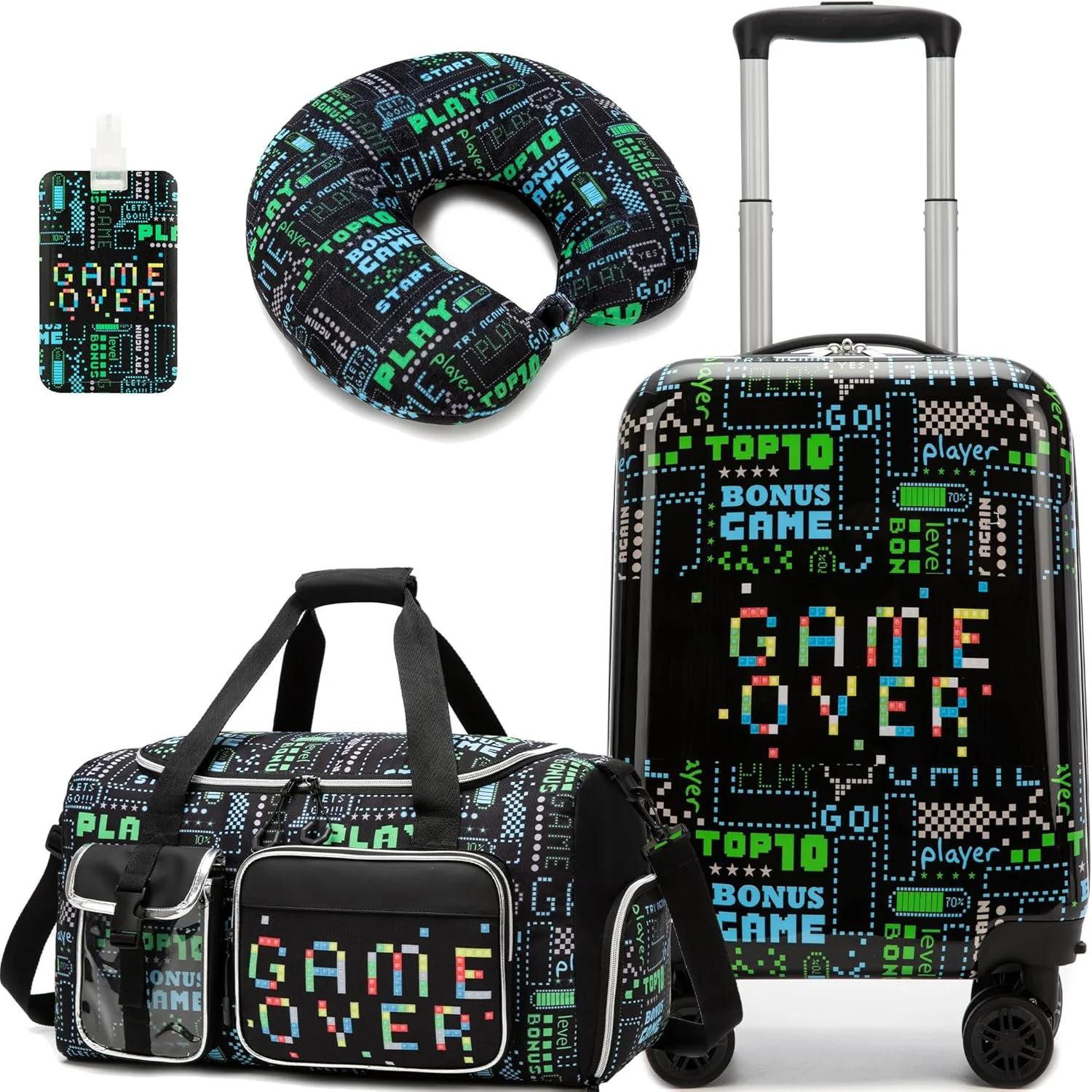 Homskiii Kids Luggage Set 3 piece Kids Suitcase with Spinner Wheels 16" Childrens Luggage for Girls With Wheels Hard Shell Luggage Sets Airline Approved, 5, 16inch