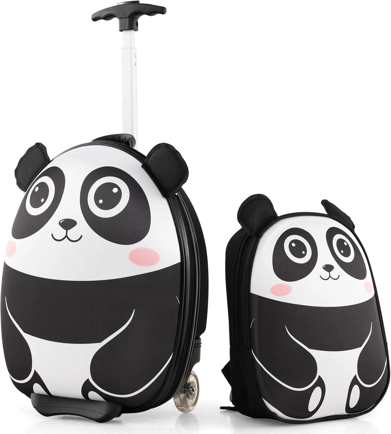 HONEY JOY Kids Luggage, 12” Children Hardshell Backpack & 16” Toddler Travel Rolling Suitcase, 2 Pcs Lightweight Carry On Luggage Set, Kids Luggage with Wheels for Girls & Boys
