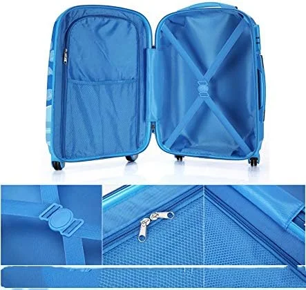 چمدان مسافرتی کودک Jcx، چمدان چرخدار کارتونی برای مدرسه، کیف ترولی چرخدار آبی (آبی)