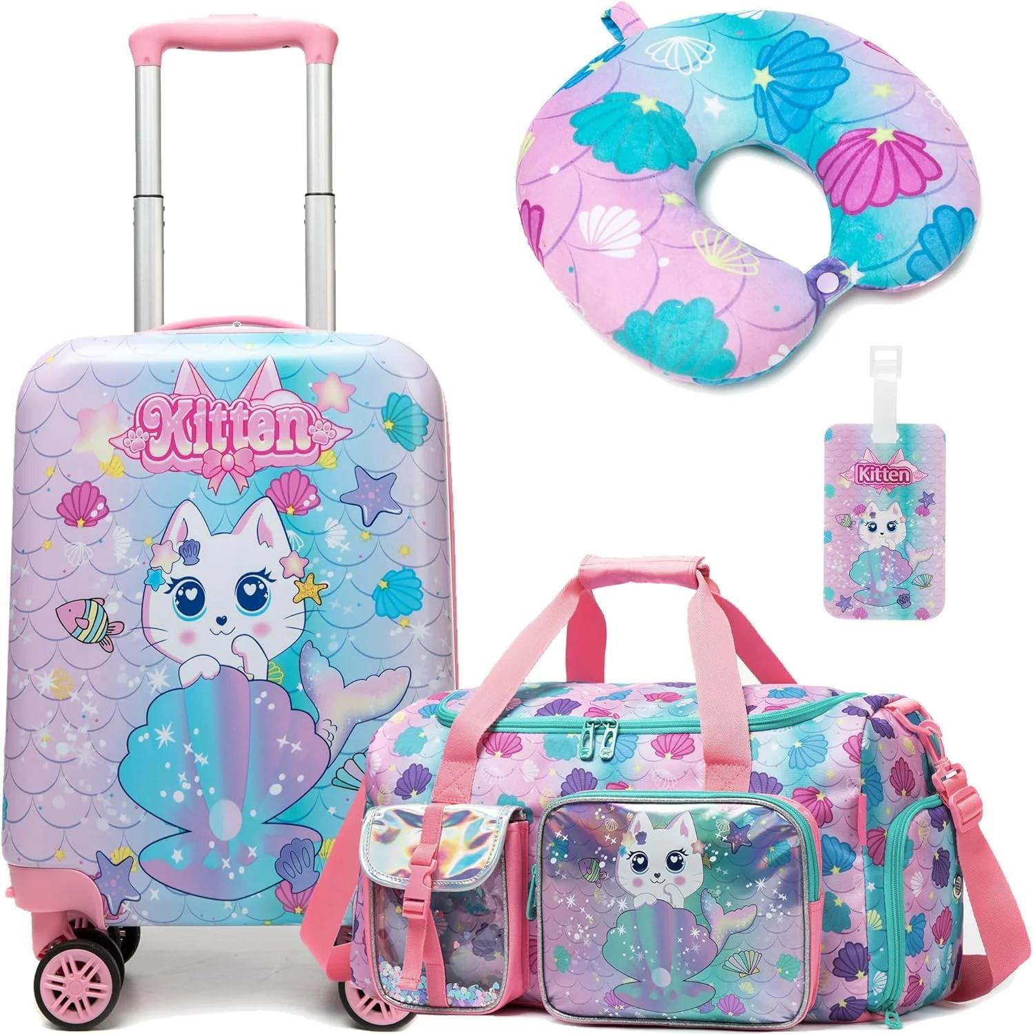 ست چمدان کودک اینپروف مدل Cat Pink سایز 16 اینچ