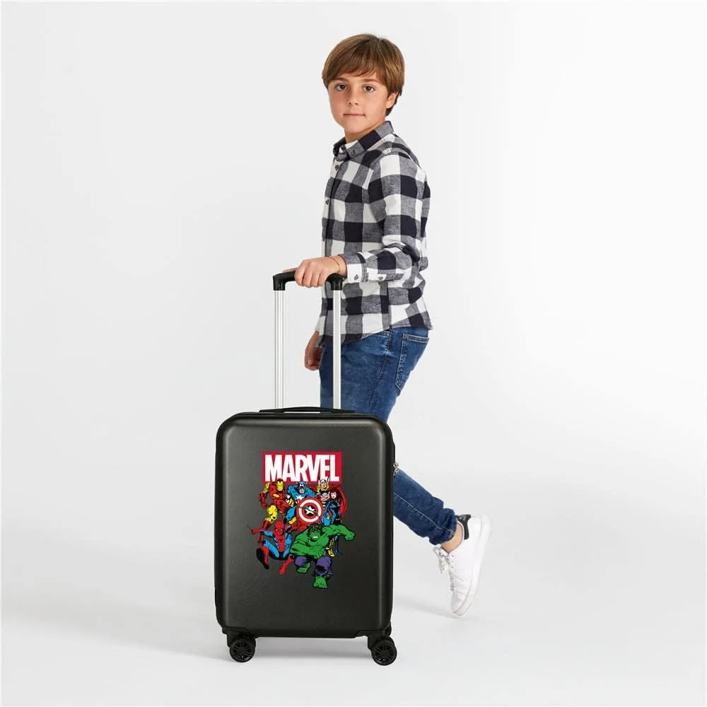چمدان کابین مشکی Marvel Avengers Sky Avengers، ابعاد 38x55x20 سانتی متر، ABS سخت، قفل ترکیبی، 34 لیتر، 2.6 کیلوگرم، 4 چرخ دوبل، مناسب برای حمل دستی