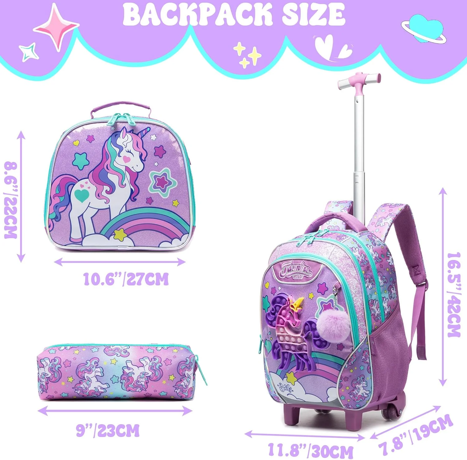 کیف چرخدار کوله پشتی دخترانه Meetbelify با طرح پاپیون کیف چرخدار کوله پشتی دخترانه Meetbelify با طرح پاپیون