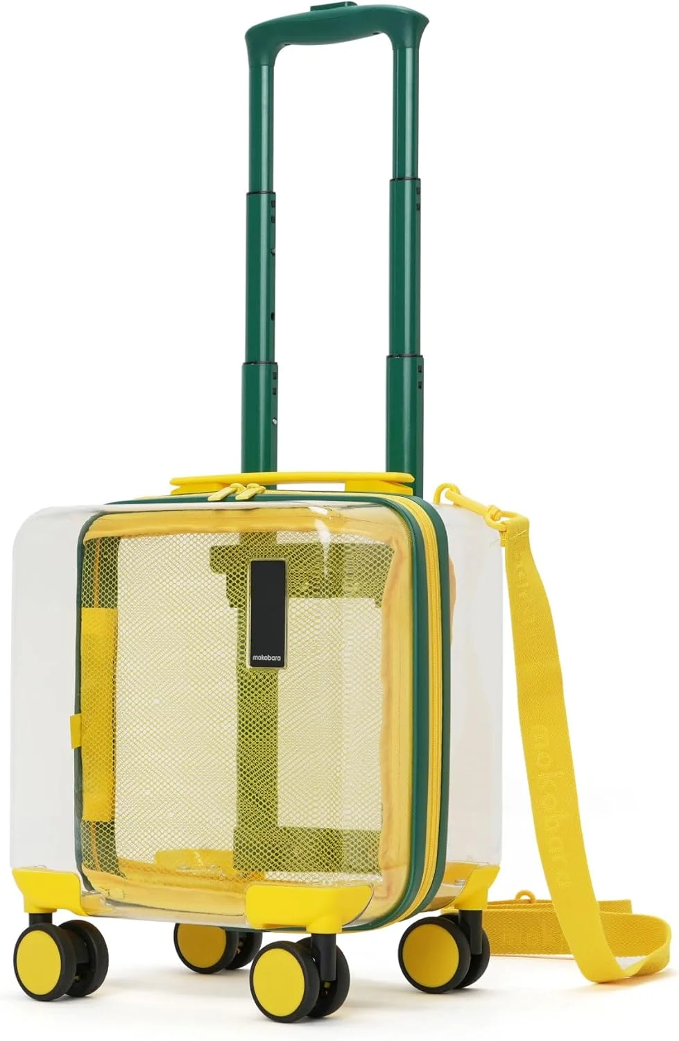 چمدان کودکانه پلی کربنات نشکن و فوق سبک MOKOBARA مدل Moko Blocks | چمدان چرخ دار سخت برای کودکان (38 سانتی متر (3-8 سال)، مرد نامرئی) زرد