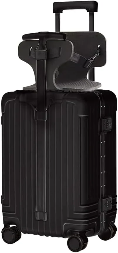 چمدان کابین سایز با دسته دوبل، چمدان با صندلی جداشدنی برای کودکان به همراه کمربند ایمنی، چمدان مسافرتی چرخ دار هارد شل برای کودکان نوپا، سایز 24 اینچ، مشکی