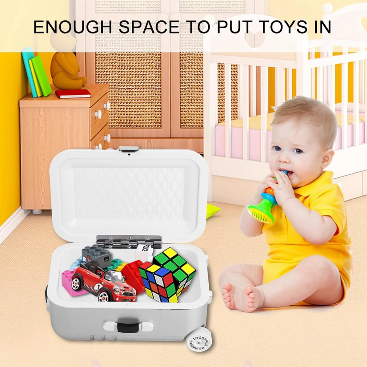 اسباب بازی چمدان چرخ دار پلاستیکی بامزه موریلیان برای کودکان، ایمن و با فضای ذخیره سازی کافی برای اسباب بازی ها، برای کودک شما (پلاستیک 2)