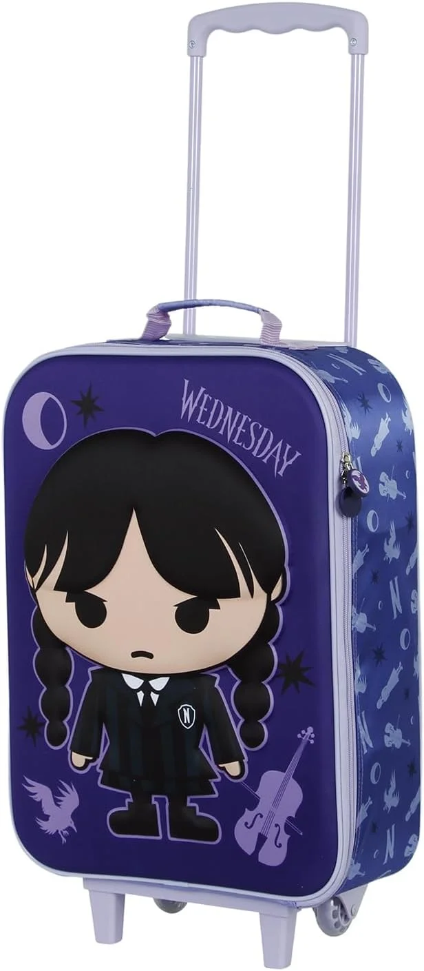 چمدان چرخدار کودکانه کاراکترمانیا مدل Wednesday Chibi-Soft 3D - بنفش