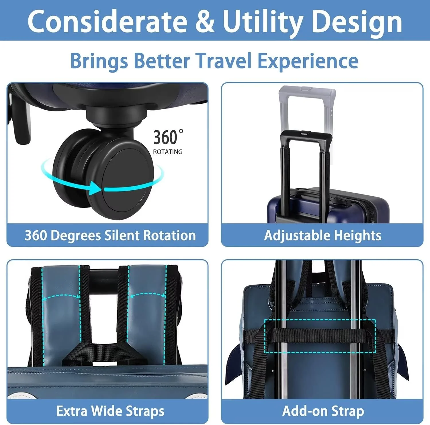 ست چمدان کودکانه کوسه iPlay, iLearn، چمدان چرخدار هارد ساید پسرانه با چرخ اسپینر، چمدان مسافرتی هارد شل 18 اینچی با کوله پشتی برای کودک نوپا، آبی سرمه ای، بزرگ، مد کلاسیک