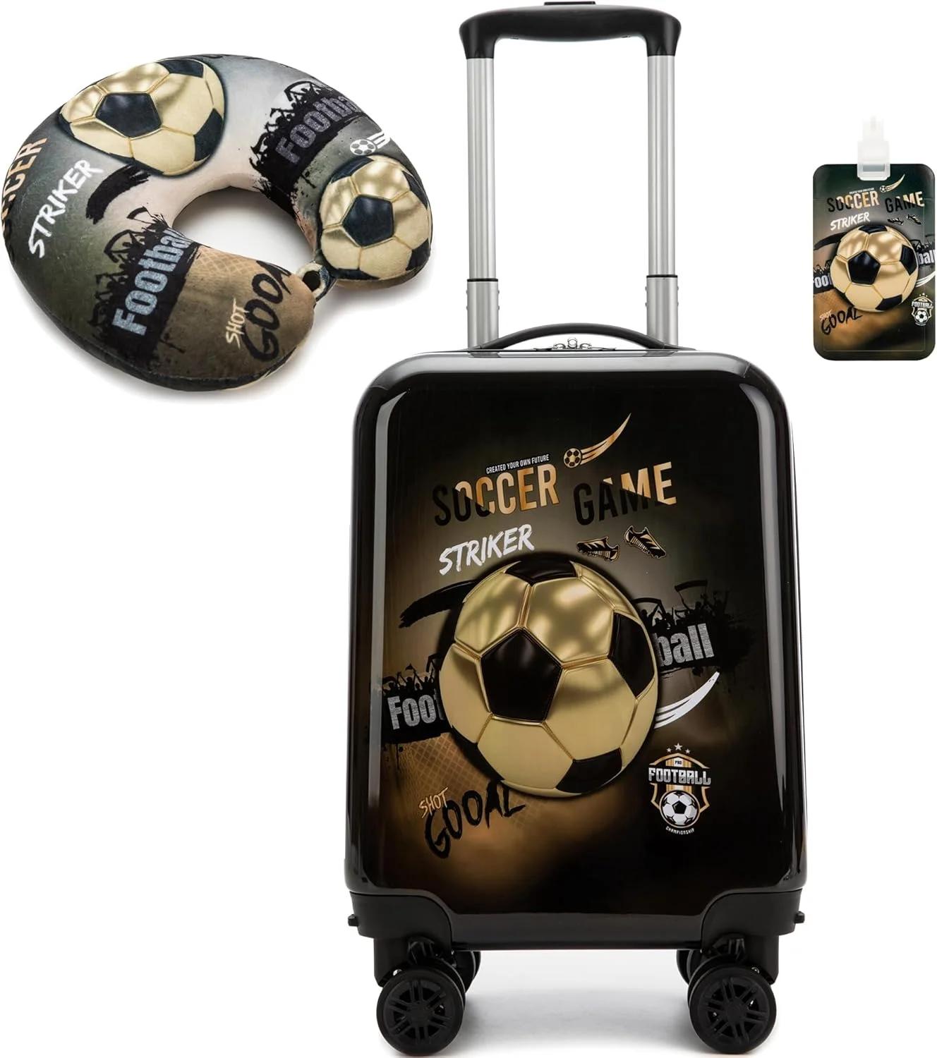 HTgroce 2-Piece Children's Suitcase Set Girls, Children's Hand Luggage Suitcase with Neck Pillow and Suitcase Tag, Children's Suitcase Trolley Hard Case for Girls