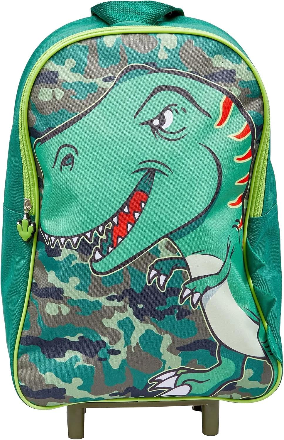 HTUK Dinosaur Wheeled Bag Kids Trolley Hand Luggage with 2 Wheels