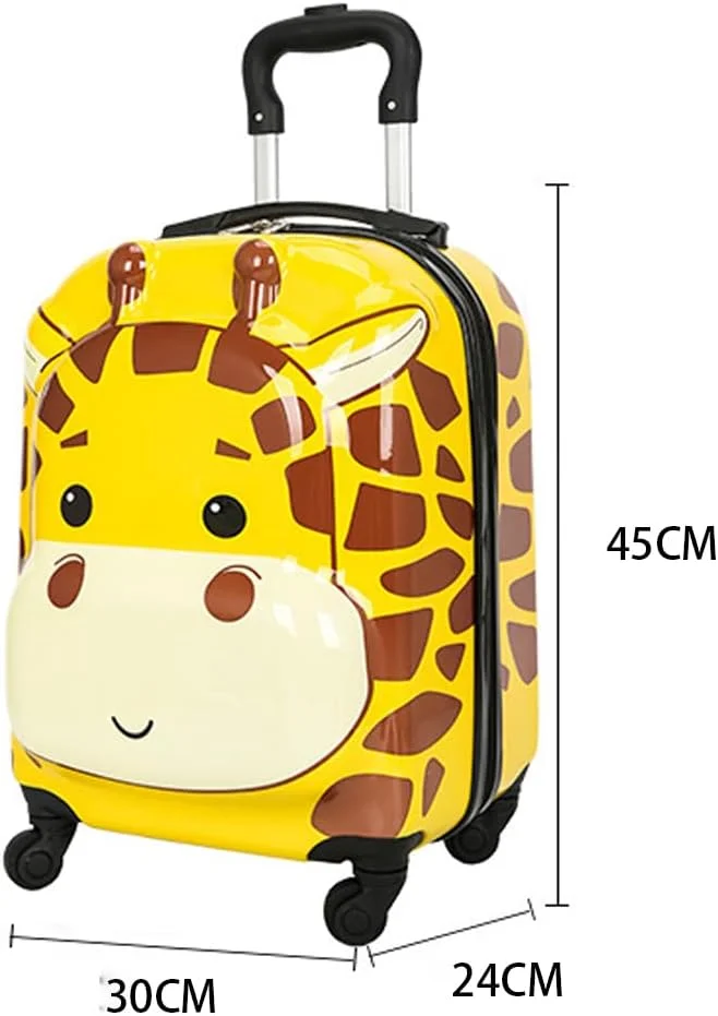 چمدان چرخدار بچگانه مومو بیر طرح کارتونی حیوانات مناسب سفر و مدرسه، سایز 18 اینچ (زرد)
