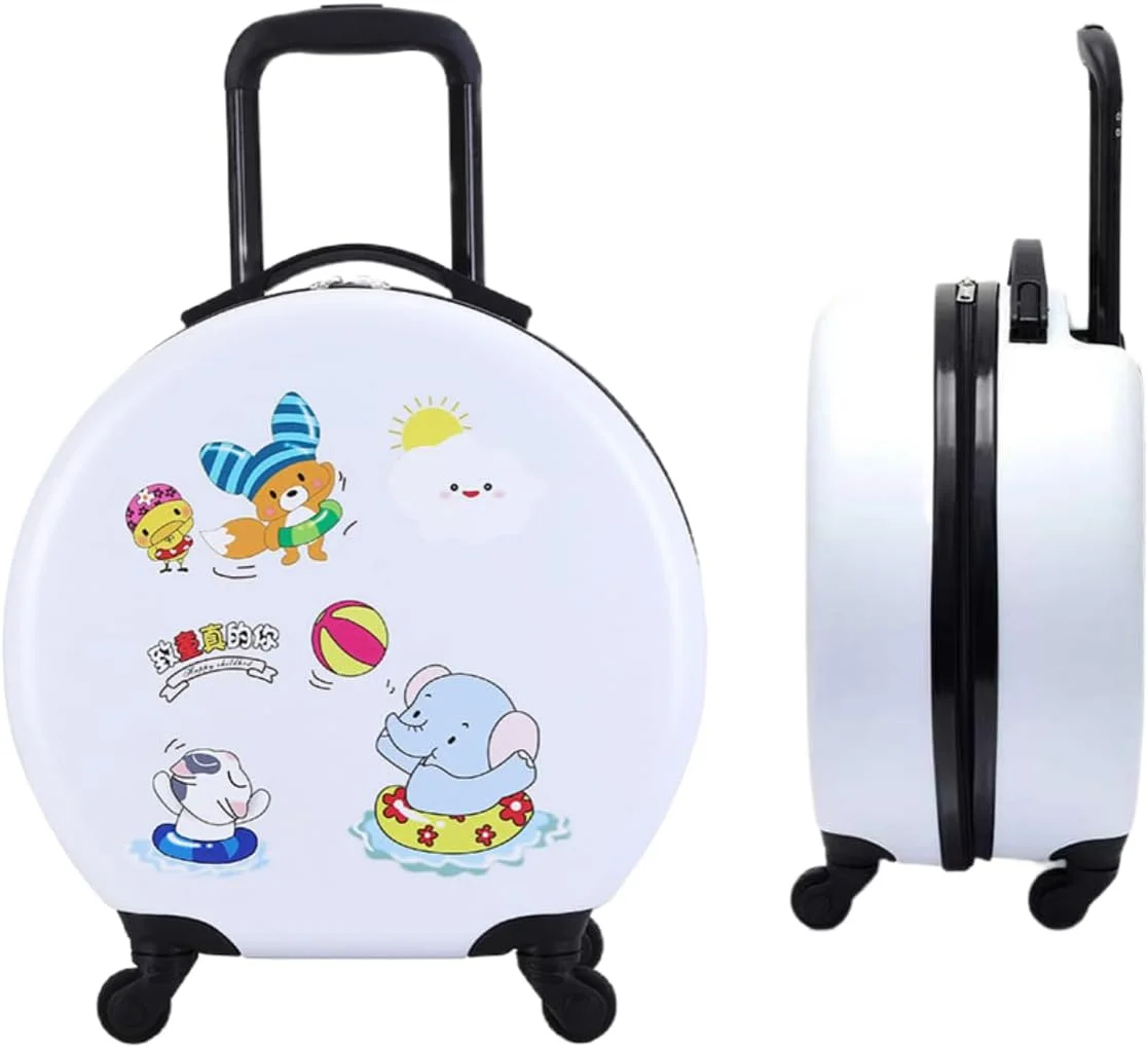ست چمدان کودکانه، چمدان چرخ دار کودکانه با پوسته سخت و استیکرهای کارتونی گرد، با 4 چرخ جهانی، ست چمدان و کوله پشتی دخترانه و پسرانه برای مسافرت 18 اینچی (سفید) ست چمدان کودکانه، چمدان چرخ دار کودکانه با پوسته سخت و استیکرهای کارتونی گرد، با 4 چرخ جهانی، ست چمدان و کوله پشتی دخترانه و پسرانه برای مسافرت 18 اینچی (سفید)