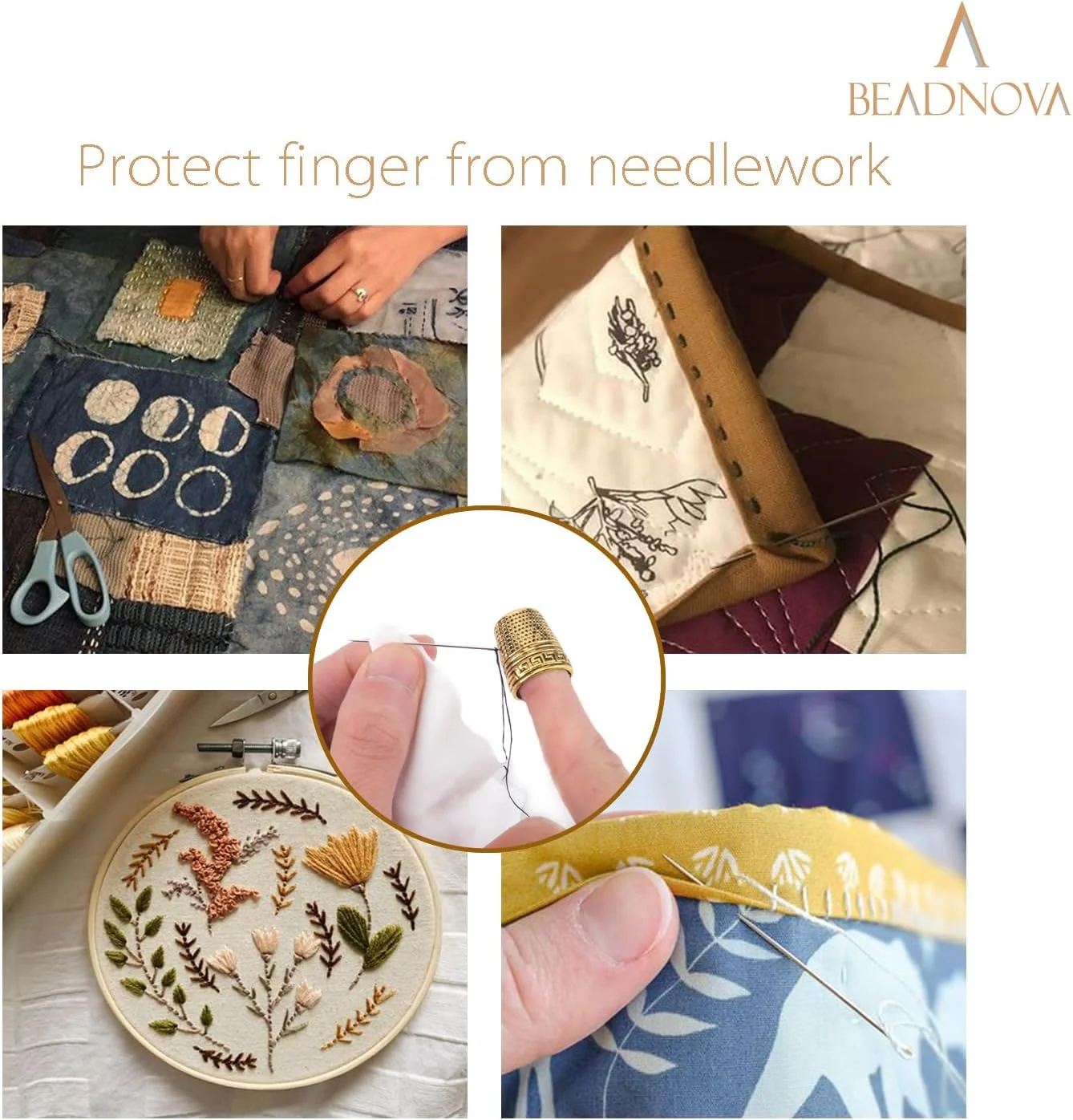 انگشتانه خیاطی BEADNOVA برای لحاف دوزی دستی، محافظ انگشت برای خیاطی، انگشتانه فلزی برای انگشتان، گلدوزی دستی، لحاف دوزی، کاردستی، ابزار خیاطی DIY (طلایی، 1 عدد) انگشتانه خیاطی BEADNOVA برای لحاف دوزی دستی، محافظ انگشت برای خیاطی، انگشتانه فلزی برای انگشتان، گلدوزی دستی، لحاف دوزی، کاردستی، ابزار خیاطی DIY (طلایی، 1 عدد)