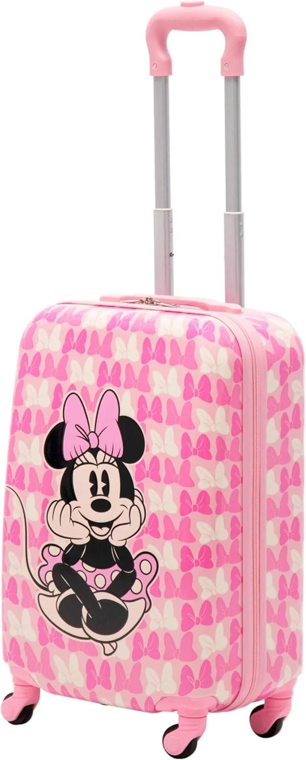 FUL Unisex Kid's Disney Minnie Mouse 21 Inch Rolling Luggage, Hardshell Carry on Suitcase with Wheels