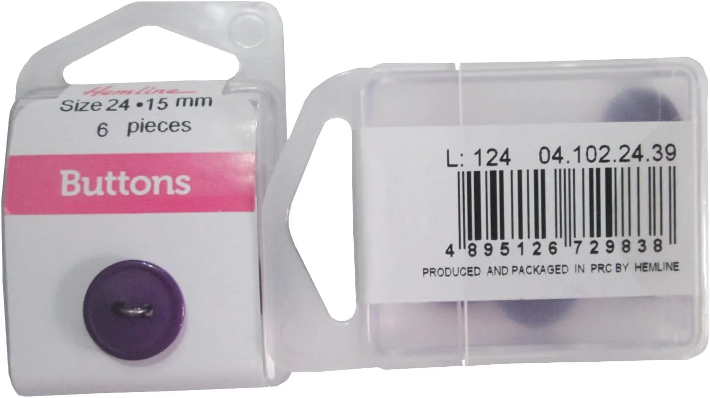 دکمه های خیاطی و صنایع دستی Hemline - پایه: نایلونی گرد | رنگ بنفش - سایز 15 میلی متر