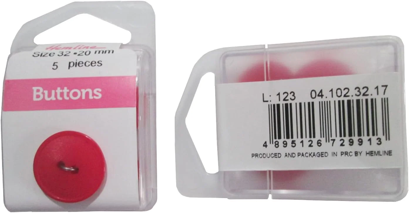 دکمه های خیاطی و صنایع دستی Hemline - پایه: نایلونی گرد | رنگ قرمز - سایز 20 میلی متر