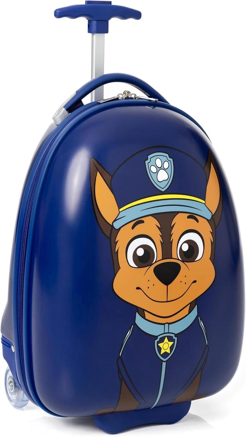 Paw Patrol Chase Suitcase Kids | Boys Navy Cabin Small Hard Cover Holiday Carry On Trolley with Extendable Handle | Police Cop Animated Character, Blue, One Size, Children's Luggage