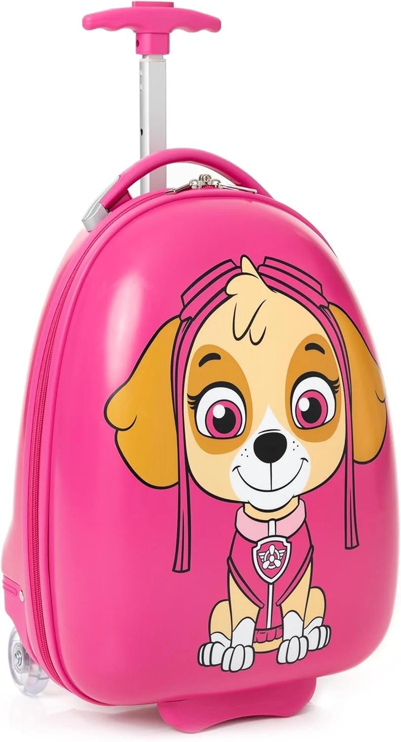 Paw Patrol Skye Suitcase Kids | Girls Pink Cabin Small Hard Cover Holiday Carry On Trolley with Extendable Handle | Helicopter Rescue Pup Animated Character, Pink, One Size, Children's Luggage