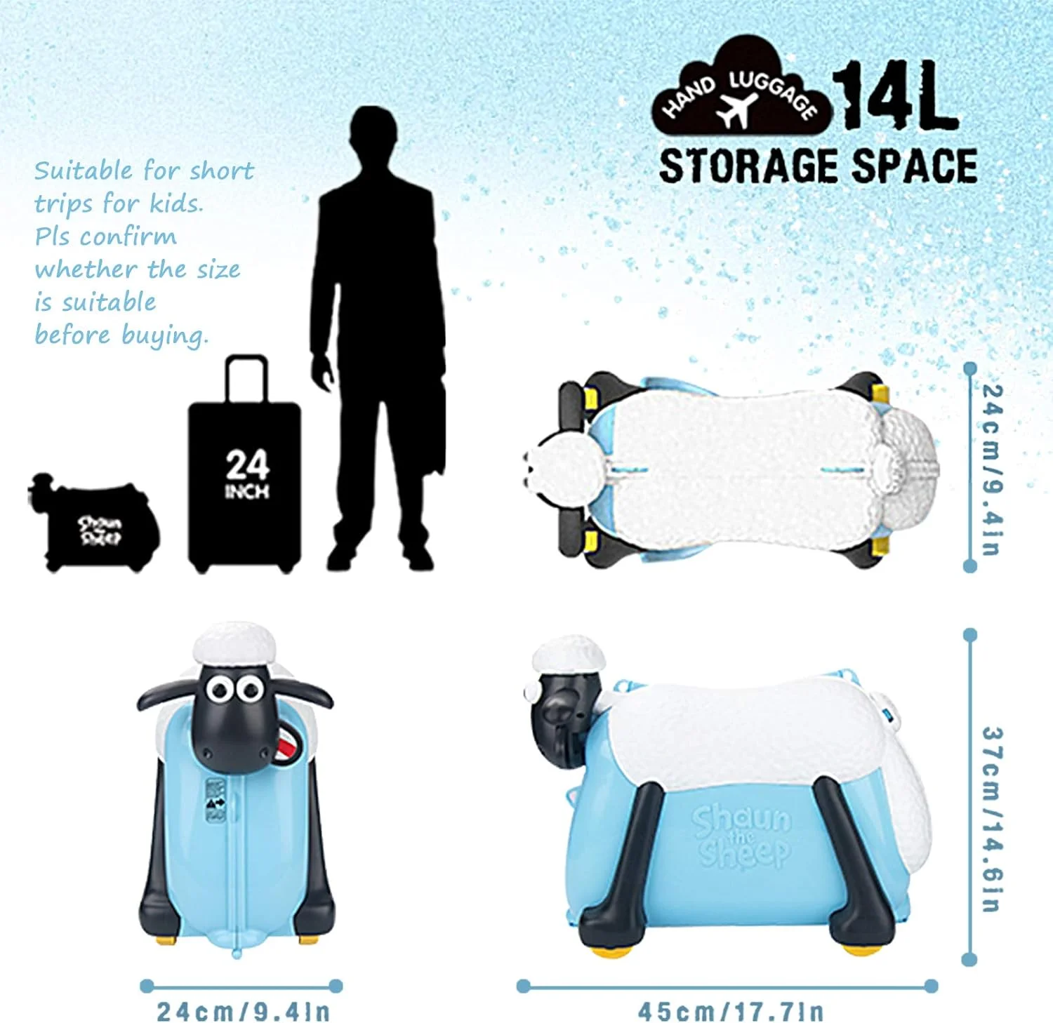 چمدان چرخدار کودکانه سواری شان د شیپ (آبی)، چمدان سواری، چمدان کودکانه با چرخ چمدان چرخدار کودکانه سواری شان د شیپ (آبی)، چمدان سواری، چمدان کودکانه با چرخ