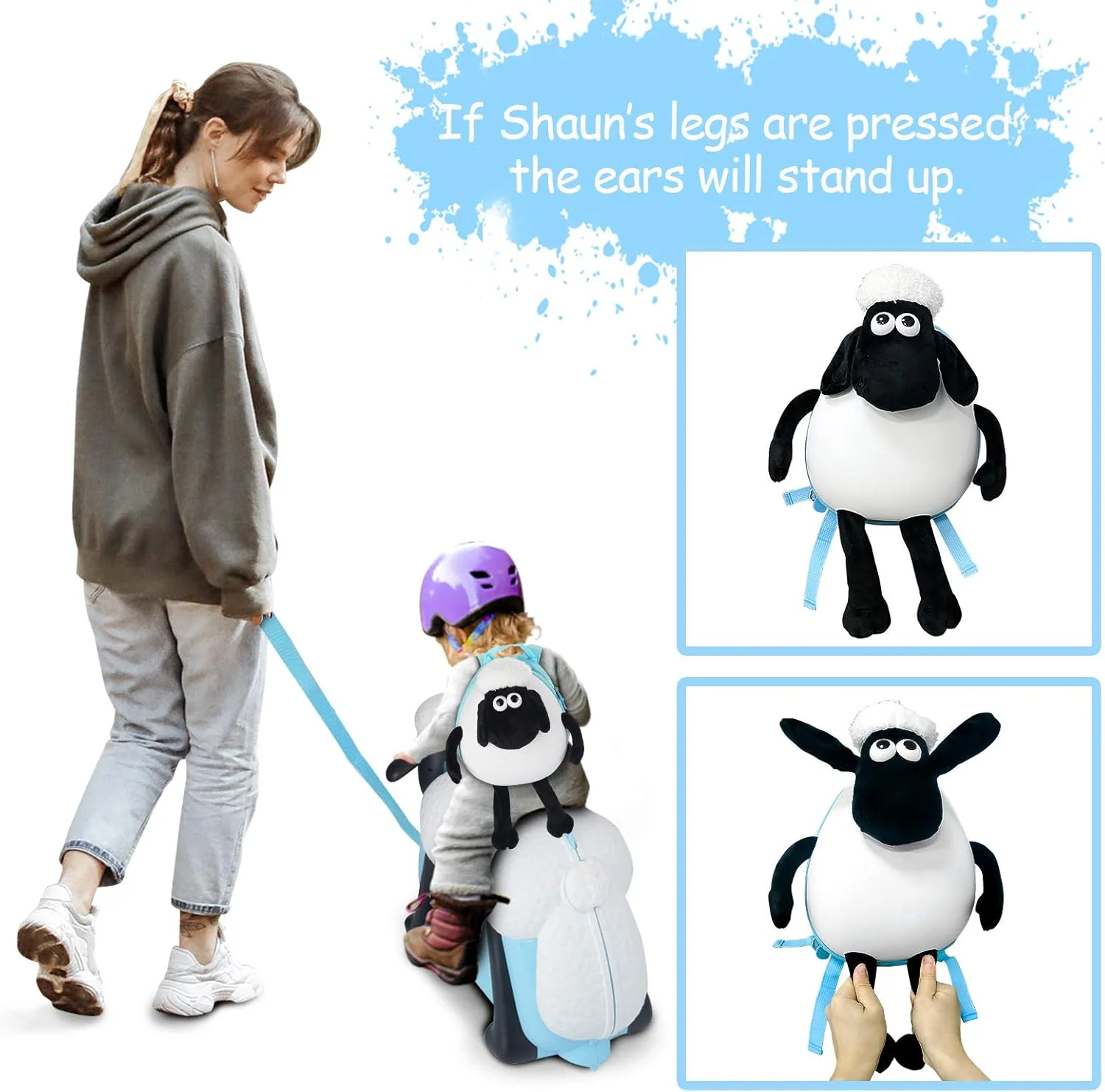 چمدان چرخ دار کودکانه و کوله پشتی طرح بره ناقلا، مناسب کودکان (آبی روشن) Xyxna001، 1 عدد چمدان چرخ دار کودکانه و کوله پشتی طرح بره ناقلا، مناسب کودکان (آبی روشن) Xyxna001، 1 عدد