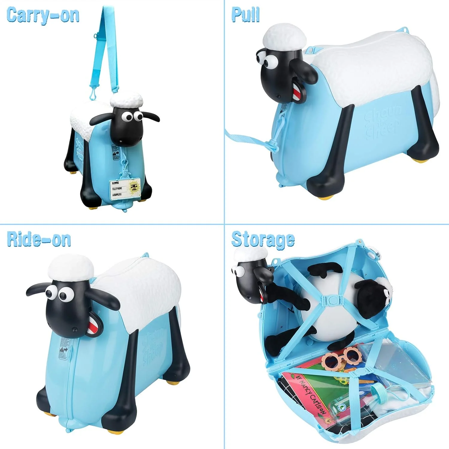 چمدان چرخ دار کودکانه و کوله پشتی طرح بره ناقلا، مناسب کودکان (آبی روشن) Xyxna001، 1 عدد چمدان چرخ دار کودکانه و کوله پشتی طرح بره ناقلا، مناسب کودکان (آبی روشن) Xyxna001، 1 عدد