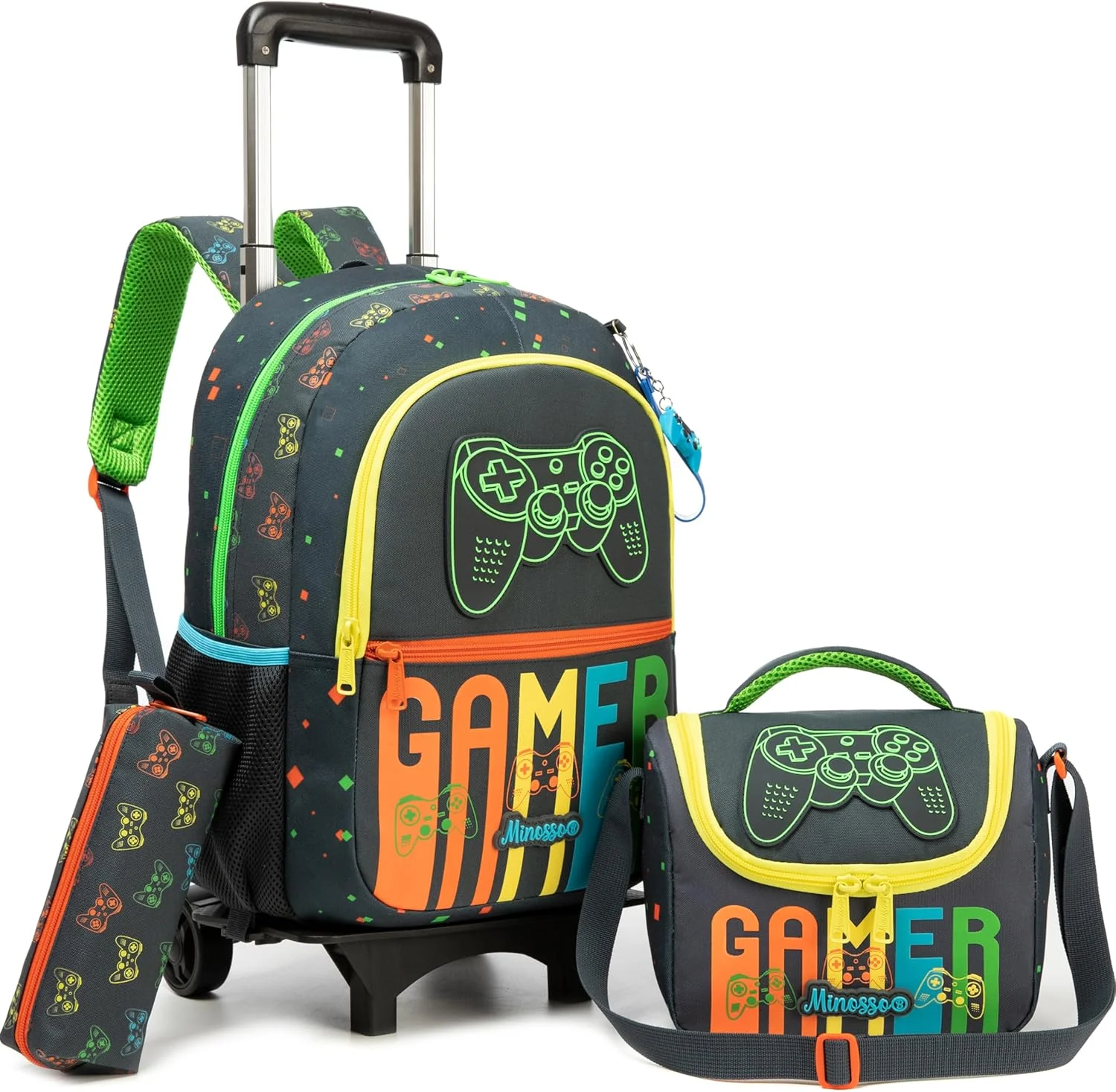 کوله پشتی چرخدار پسرانه MYHSBYO، کوله پشتی پسرانه با چرخ، چمدان چرخدار