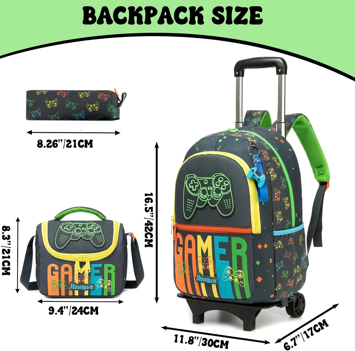 کوله پشتی چرخدار پسرانه MYHSBYO، کوله پشتی پسرانه با چرخ، چمدان چرخدار