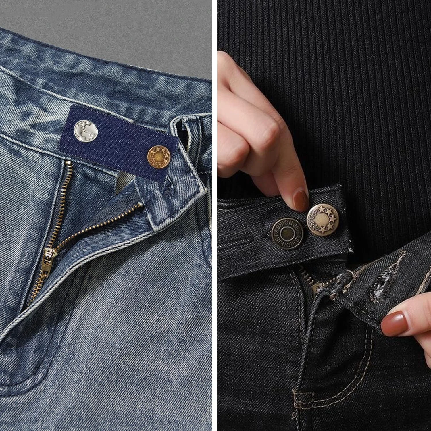 افزایش دهنده دکمه شلوار جین قابل تنظیم EKIND، افزایش دهنده کمر شلوار جین بدون نیاز به دوخت، بست دکمه ای برای مردان و زنان (مجموعه 4 عددی) افزایش دهنده دکمه شلوار جین قابل تنظیم EKIND، افزایش دهنده کمر شلوار جین بدون نیاز به دوخت، بست دکمه ای برای مردان و زنان (مجموعه 4 عددی)