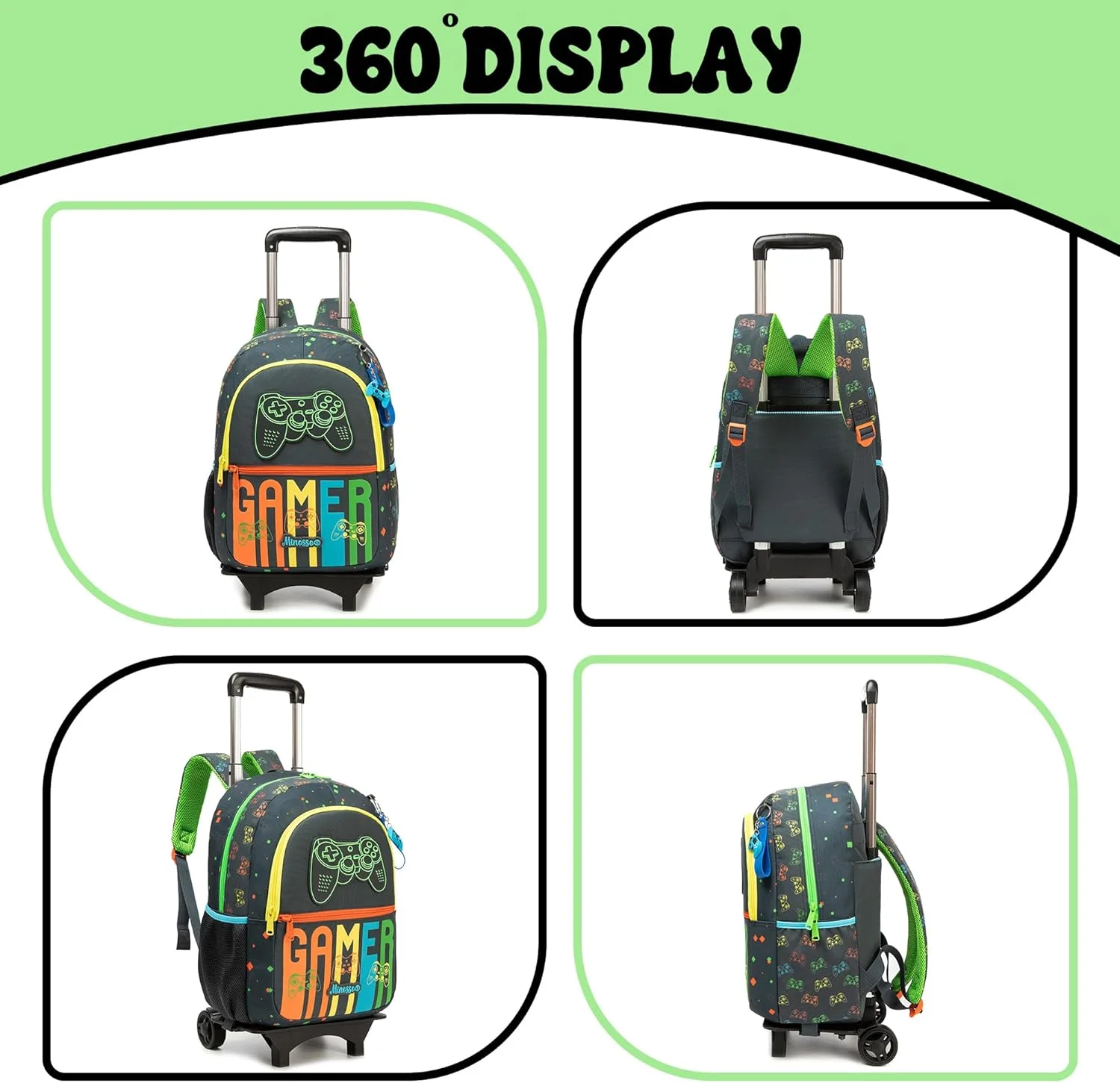 کوله پشتی چرخدار پسرانه MYHSBYO، کوله پشتی پسرانه با چرخ، چمدان چرخدار