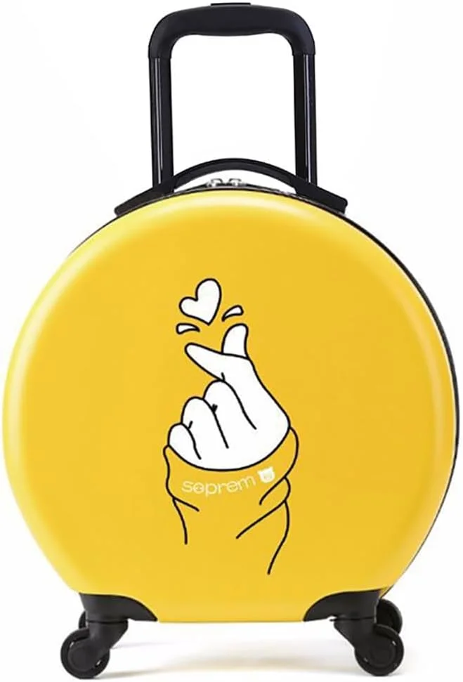 چمدان چرخ دار کودکانه مومو بیر، سایز 18 اینچ، طرح کارتونی نیم دایره، مناسب سفر و مدرسه برای دختران و پسران (زرد)