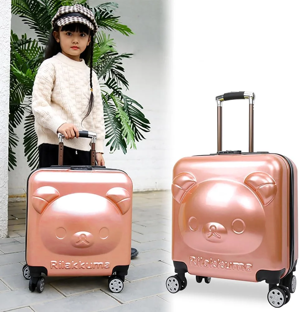 چمدان چرخ دار بچگانه طرح خرس مومو بر، سایز 20 اینچ، مناسب سفر و مدرسه، طرح کارتونی سه بعدی حیوانات، برای دختران و پسران (خرس، رزگلد) چمدان چرخ دار بچگانه طرح خرس مومو بر، سایز 20 اینچ، مناسب سفر و مدرسه، طرح کارتونی سه بعدی حیوانات، برای دختران و پسران (خرس، رزگلد)