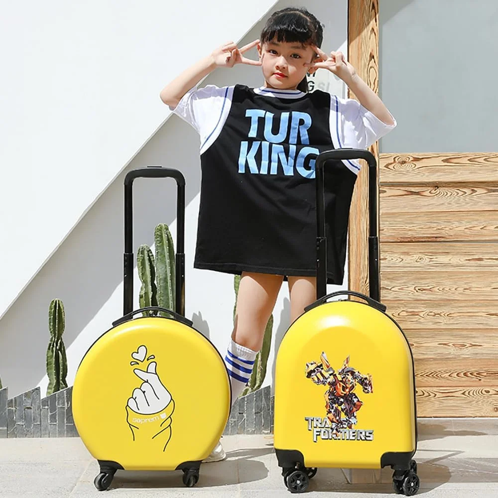 چمدان چرخ دار کودکانه مومو بیر، سایز 18 اینچ، طرح کارتونی نیم دایره، مناسب سفر و مدرسه برای دختران و پسران (زرد) چمدان چرخ دار کودکانه مومو بیر، سایز 18 اینچ، طرح کارتونی نیم دایره، مناسب سفر و مدرسه برای دختران و پسران (زرد)