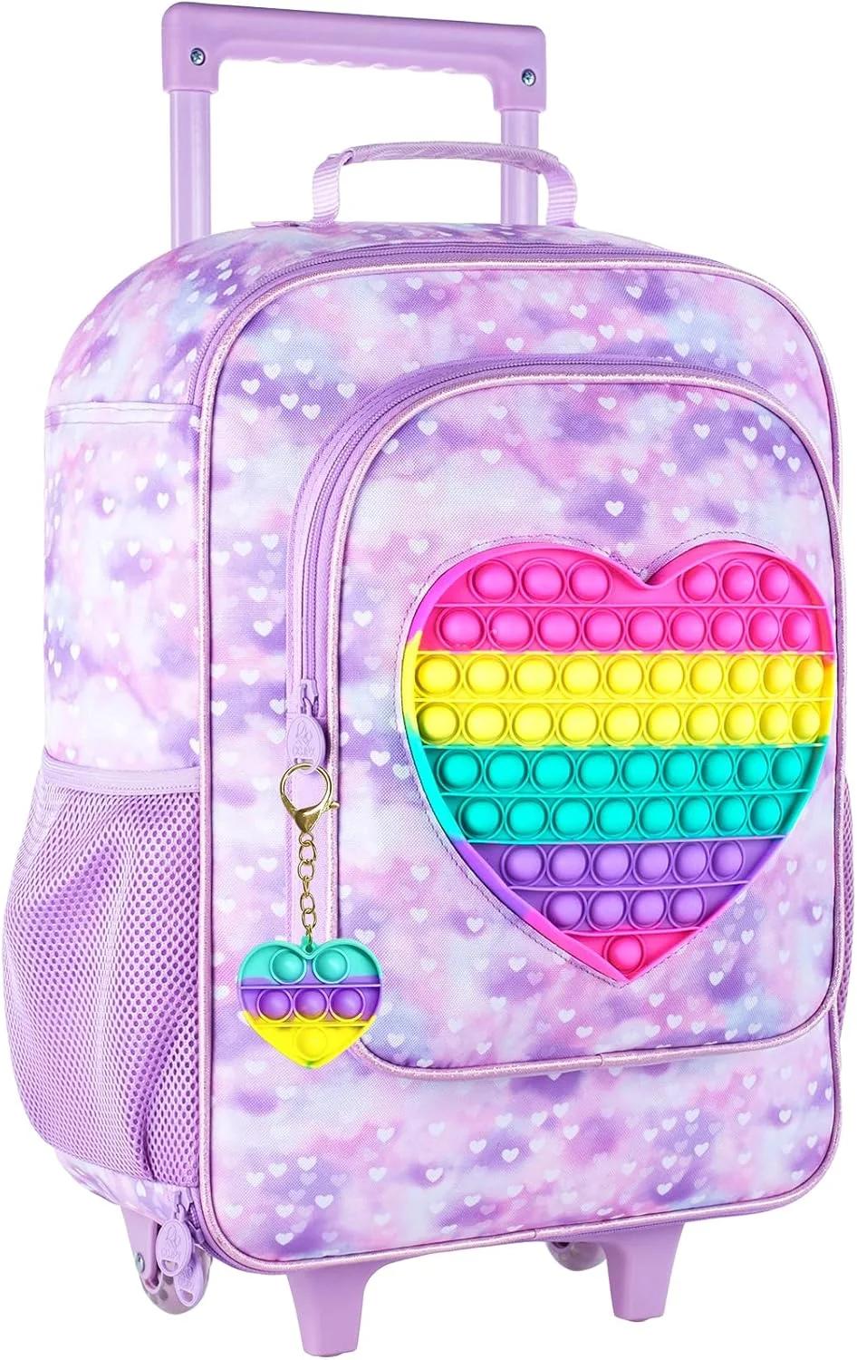 gxtvo Kids Luggage with Wheels for Girls, Cute Love Rolling Carry on Suitcase for Toddler Children