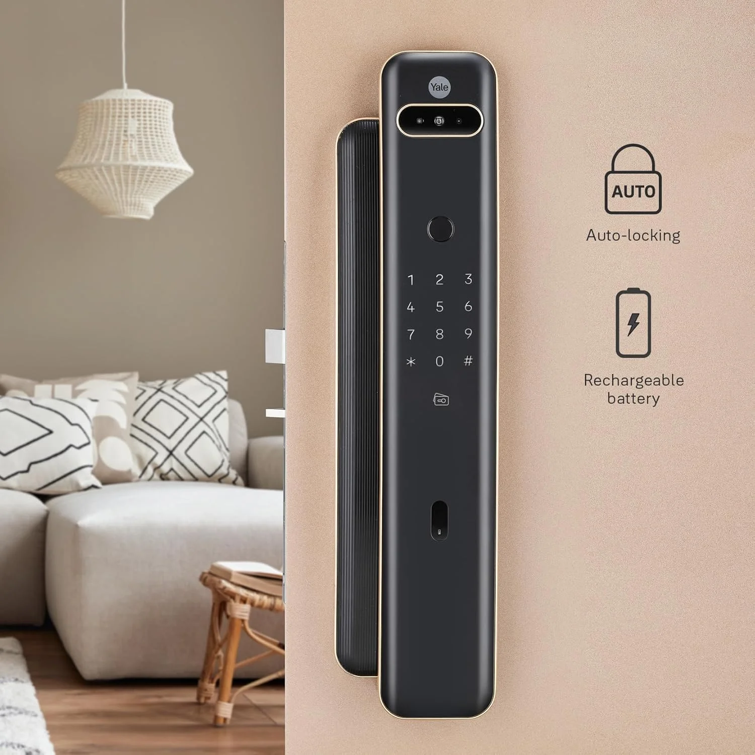 قفل هوشمند درب Yale Luna Pro Plus مدل فشاری-کششی، تشخیص چهره، اثر انگشت، کد پین و RFID، کلید مکانیکی، قابل شارژ با Type-C، قفل خودکار و منبع تغذیه اضطراری، دسترسی از راه دور و هشدارهای فوری قفل هوشمند درب Yale Luna Pro Plus مدل فشاری-کششی، تشخیص چهره، اثر انگشت، کد پین و RFID، کلید مکانیکی، قابل شارژ با Type-C، قفل خودکار و منبع تغذیه اضطراری، دسترسی از راه دور و هشدارهای فوری