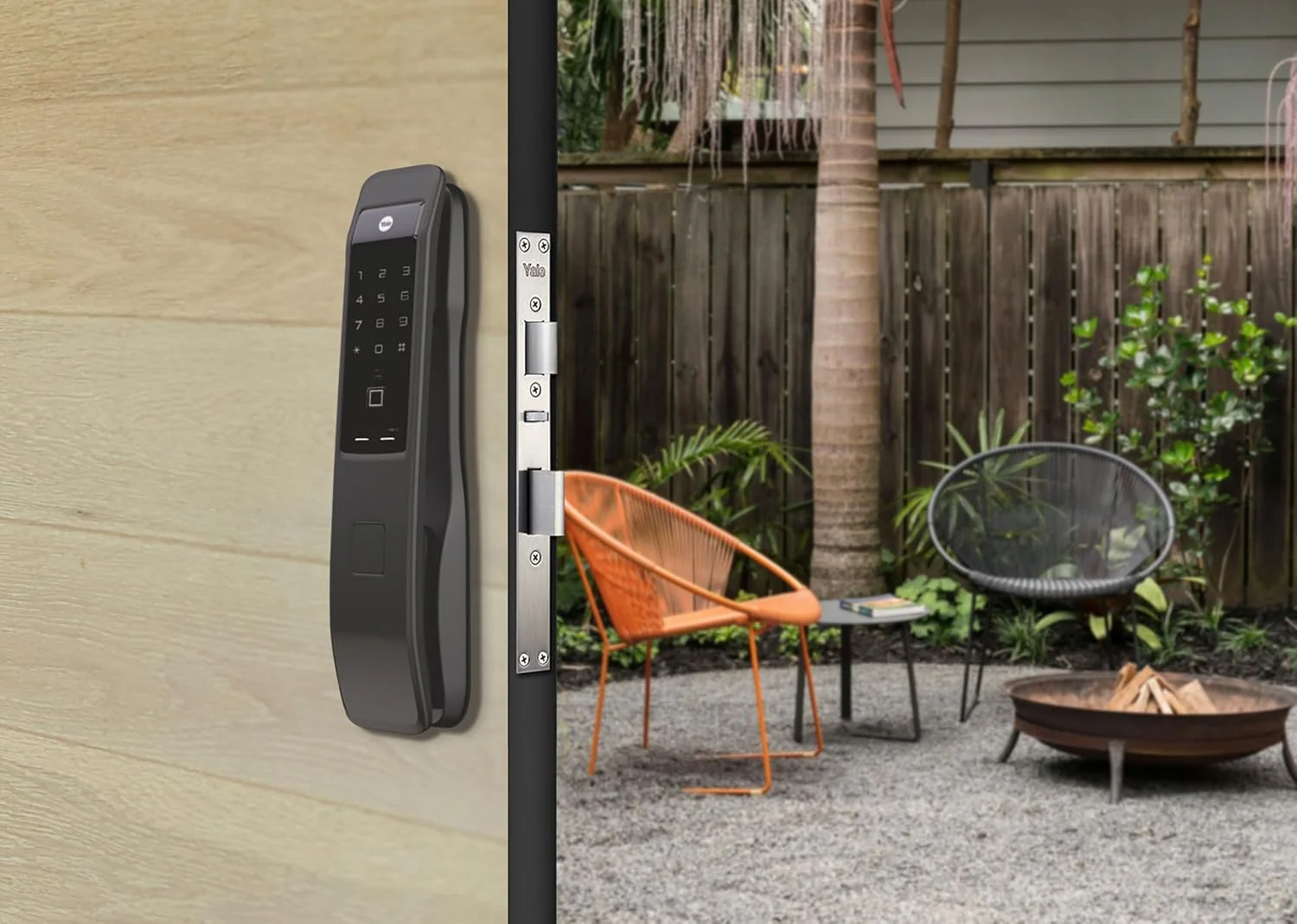 قفل هوشمند Yale YMI70، طراحی فشاری و کششی با اثر انگشت، کد پین دیجیتال و RFID، قفل خودکار و آلارم دستکاری