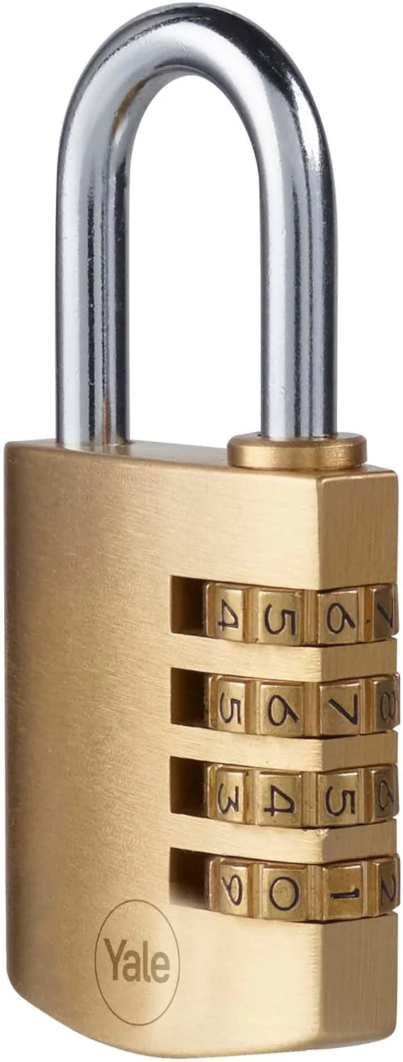 قفل رمزدار برنجی Yale Y150B/40/130/1 (40 میلی متر) - قفل فولادی داخلی برای کوله پشتی، کمد، جعبه ابزار - قفل 3 شماره ای با 1000 ترکیب - امنیت استاندارد