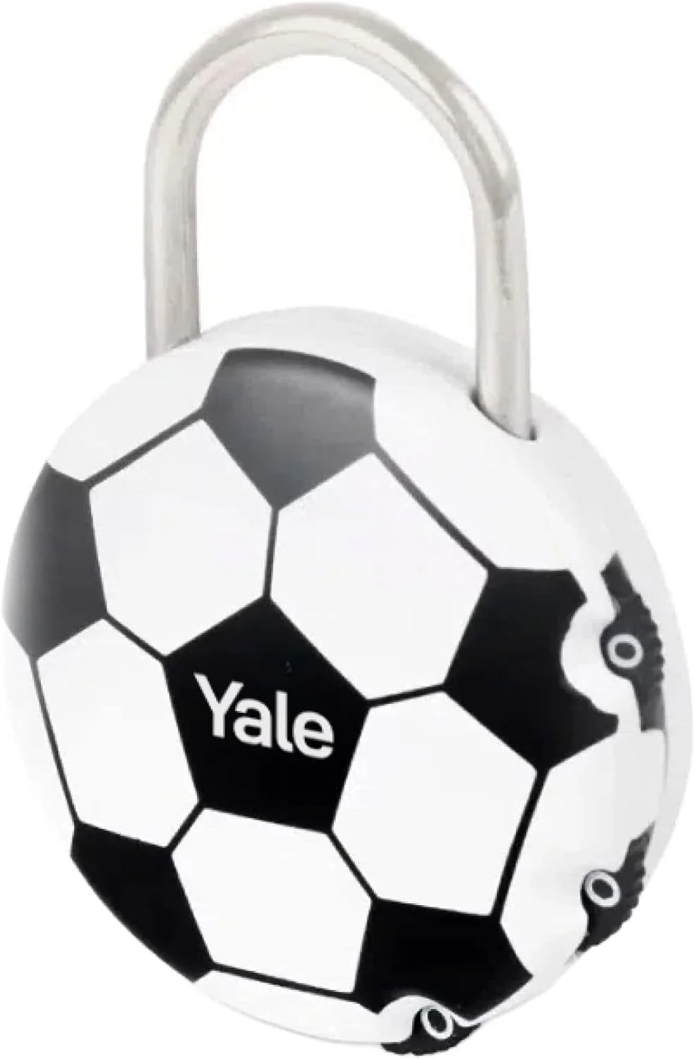 قفل رمزی طرح توپ فوتبال Yale، سه شماره ای، بدنه زینک، عرض 40 میلی متر، امنیت استاندارد مناسب برای کیف و کمدهای ورزشی، Y-FOOTBALL