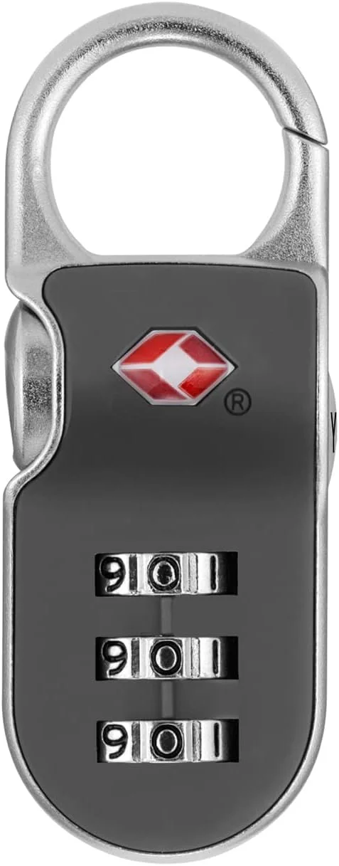 قفل چمدانی مورد تایید Travel Sentry® ییل با حلقه گیره دار، قفل ترکیبی 3 شماره ای، حلقه 26 میلی متری زینک، خاکستری، YTP2/26/216/1G