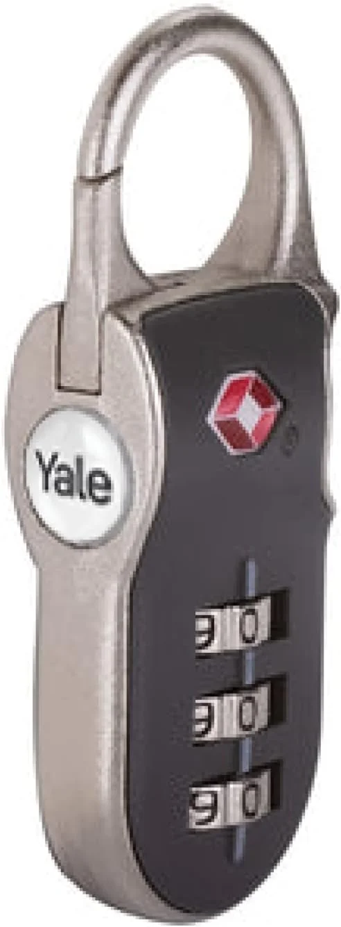 قفل چمدانی مورد تایید Travel Sentry® ییل با حلقه گیره دار، قفل ترکیبی 3 شماره ای، حلقه 26 میلی متری زینک، خاکستری، YTP2/26/216/1G