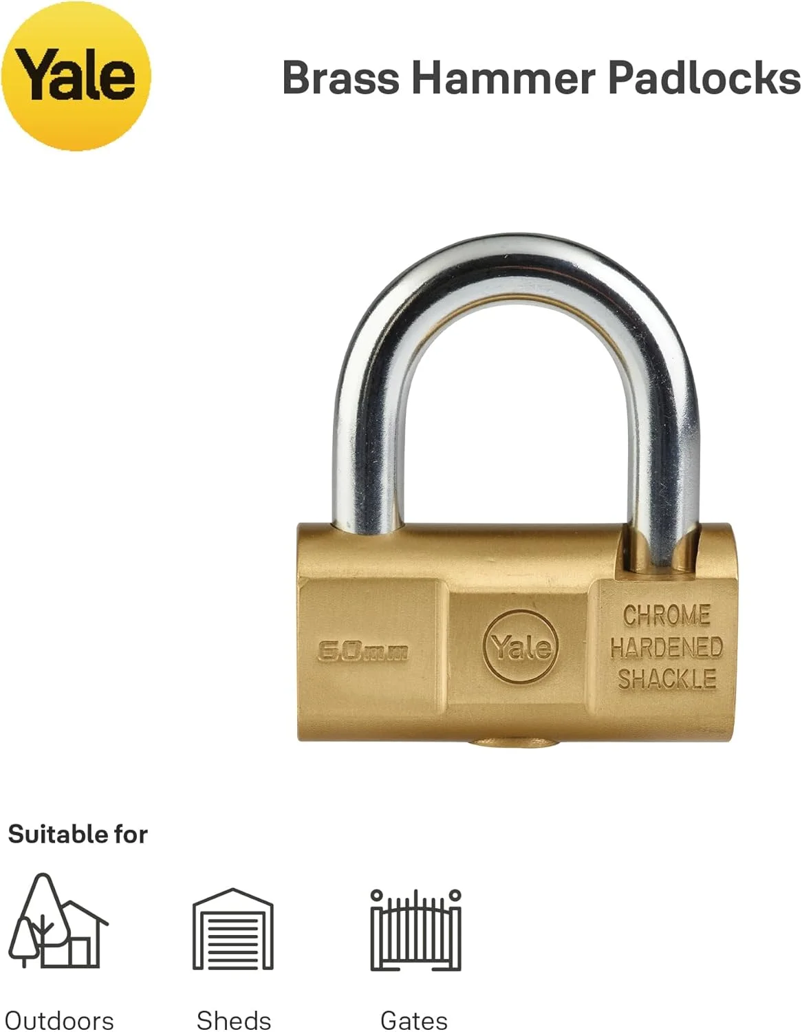 قفل آویز برنجی چکش خور ییل، 60 میلی متر، امنیت بالا، ضد خوردگی، ضد برش، مناسب برای استفاده در فضای باز، حلقه فولادی سخت کاری شده، قفل دوبل، 3 کلید، Y2/60/129/1 قفل آویز برنجی چکش خور ییل، 60 میلی متر، امنیت بالا، ضد خوردگی، ضد برش، مناسب برای استفاده در فضای باز، حلقه فولادی سخت کاری شده، قفل دوبل، 3 کلید، Y2/60/129/1