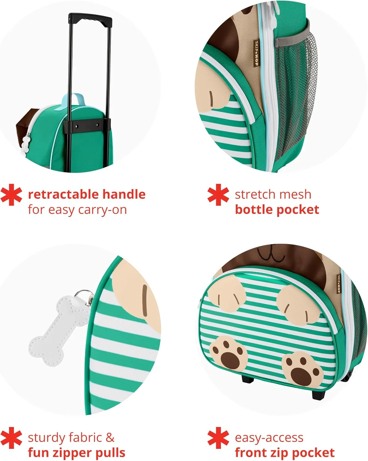 چمدان چرخدار کودکانه اسکیپ هاپ طرح پاگ