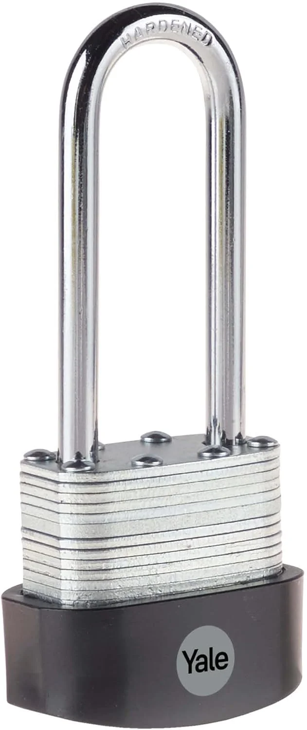 قفل آویز فولادی لمینت شده 40 میلی متری با امنیت بالا Yale - Y125B/40/163/1 - میله فولادی سخت کاری شده بلند - 3 کلید
