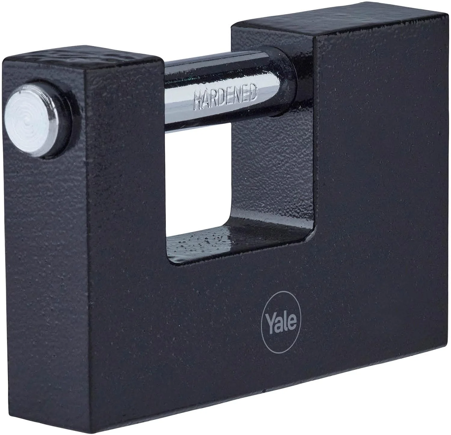 قفل آویز 90 میلی متری آهنی Yale برای کرکره با حلقه فولادی سخت کاری شده، مناسب برای استفاده در انباری باغ، دروازه، کرکره یا سایر مصارف فضای باز، مشکی با 3 کلید