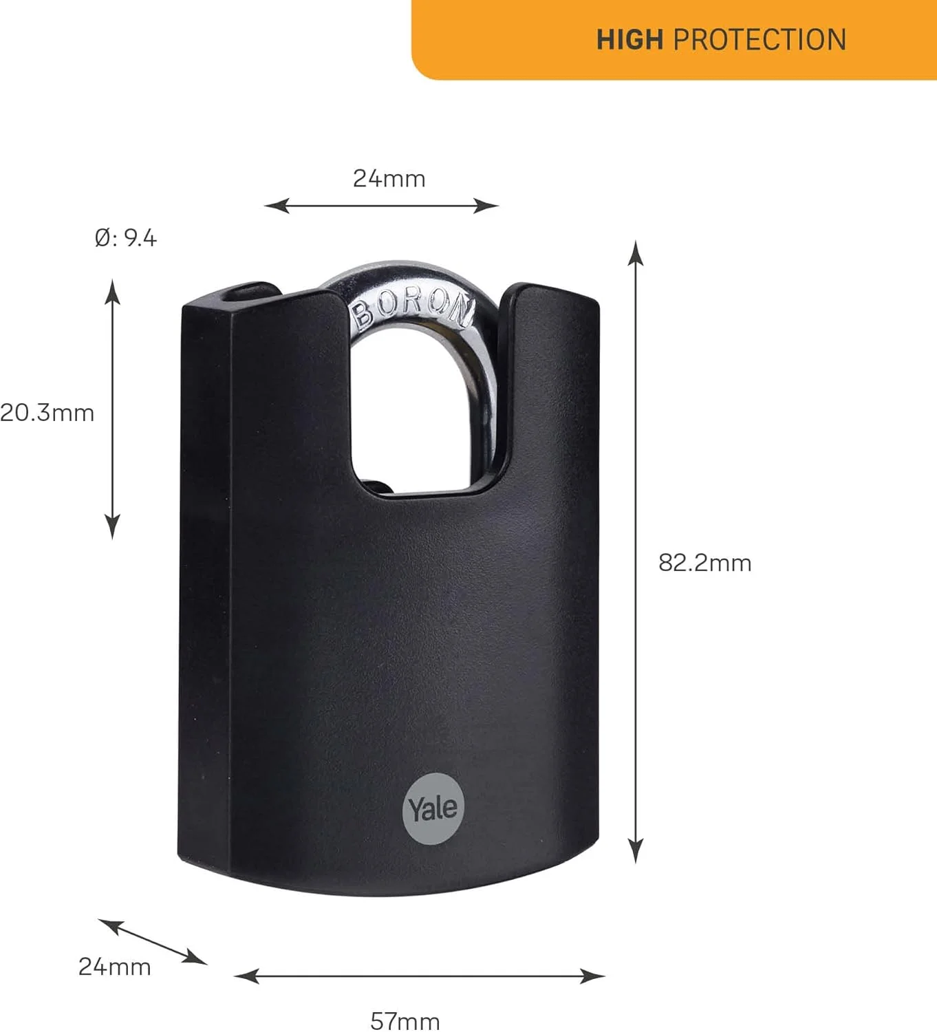 قفل آویز برنجی 50 میلی متری امنیتی بالا Yale - Y121B/50/132/1 - حلقه بور بسته - 3 کلید