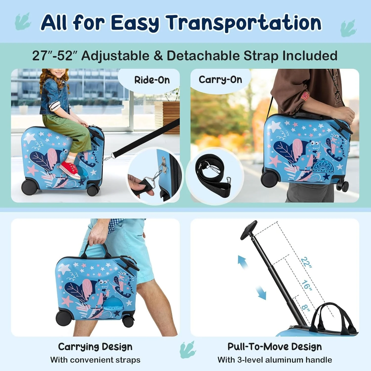 چمدان کودکانه فنتسک، ضد آب، بدنه سخت، 2 تکه، چمدان چرخدار کودکانه 12 + 18 اینچی به همراه چرخ، بند حمل، طناب و جای پا، چمدان چرخ دار، چمدان کودکانه + کوله پشتی برای پسران و دختران